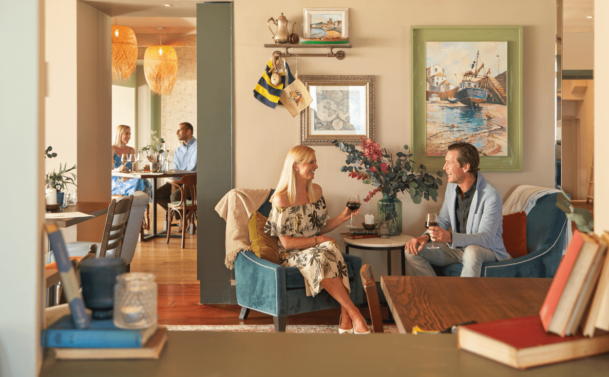 Couple talking in pub